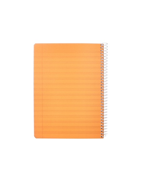 Cuaderno espiral liderpapel a5 pautaguia tapa plastico 80h 90gr cuadro pautado 3mm color naranja