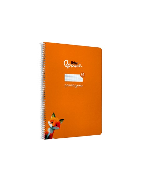 Cuaderno espiral liderpapel a4 pautaguia tapa dura 80h 90 gr cuadro pautado 2,5 mm color naranja