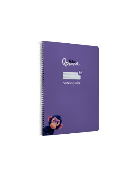 Cuaderno espiral liderpapel a4 pautaguia tapa dura 80h 90 gr cuadro pautado 2,5mm color lila