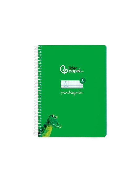 Cuaderno espiral liderpapel a5 pautaguia tapa blanda 40h 75grcuadro pautado 5mm color verde
