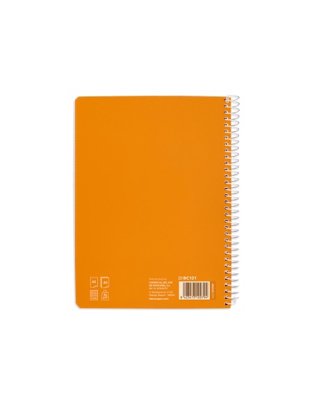 Cuaderno espiral liderpapel a5 pautaguia tapa blanda 40h 75gr cuadro pautado 5mm color naranja