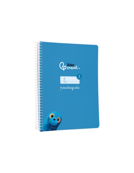 Cuaderno espiral liderpapel a5 pautaguia tapa blanda 40h 75gr cuadro pautado 5mm color azul