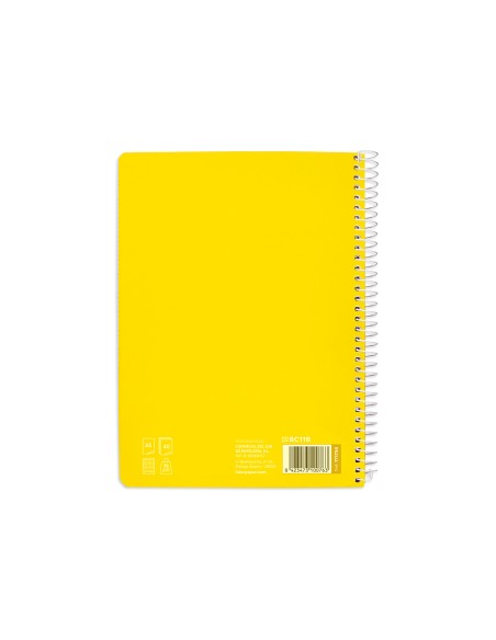 Cuaderno espiral liderpapel a5 pautaguia tapa blanda 40h 75gr cuadro pautado 5mm color amarillo