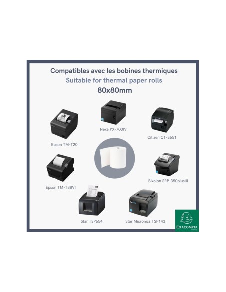 Rollo sumadora exacompta termico 80x80 mm 48 g/m2 sin bpa