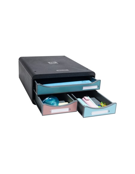 Fichero cajones de sobremesa exacompta skandi din a4+ polipropileno reciclado 3 cajones colores surtidos