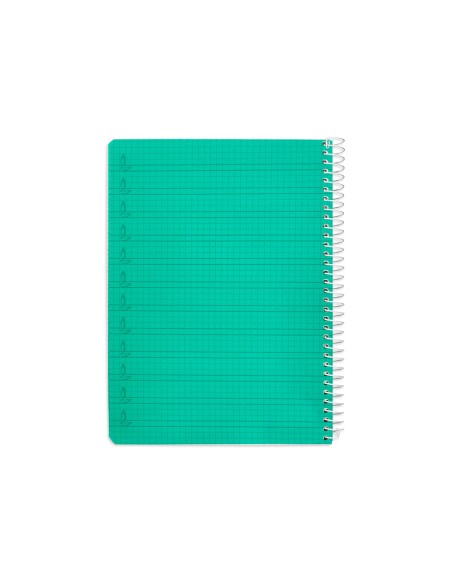 Cuaderno espiral liderpapel a5 pautaguia tapa plastico 80h 90gr cuadro pautado 4mm con margen color verde