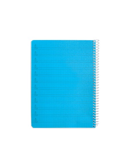 Cuaderno espiral liderpapel a5 pautaguia tapa plastico 80h 90gr cuadro pautado 4mm con margen color azul