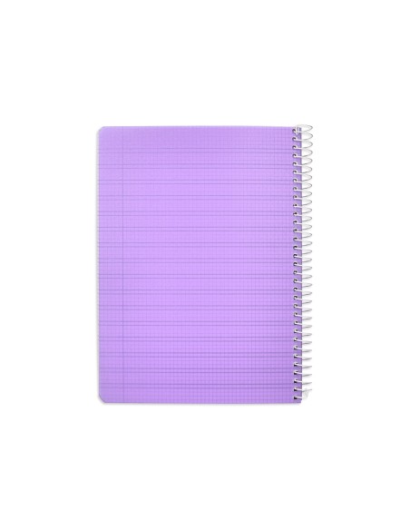 Cuaderno espiral liderpapel a5 pautaguia tapa plastico 80h 90gr cuadro pautado 3 mm con margen color lila
