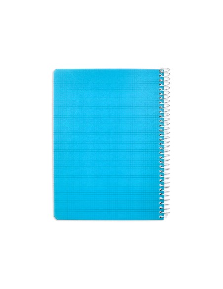 Cuaderno espiral liderpapel a5 pautaguia tapa plastico 80h 90gr cuadro pautado 3 mm con margen color azul