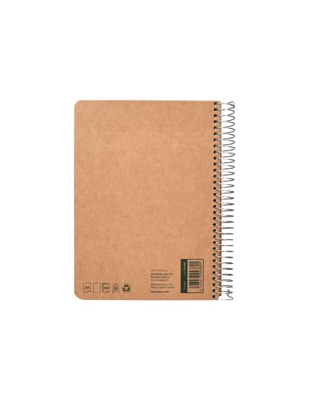 Cuaderno espiral liderpapel a5 ecouse tapa cartulina kraft contracolada 120h papel 100% reciclado 80gr liso