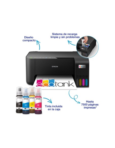 Equipo multifuncion epson ecotank et-2860 tinta color din a4 33 ppm negro / 15 ppm color wifi impresora escaner