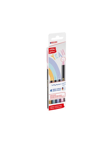 Rotulador edding punta fibra 1200 punta redonda 0,5 mm glitter pastel caja de 4 unidades colores surtidos