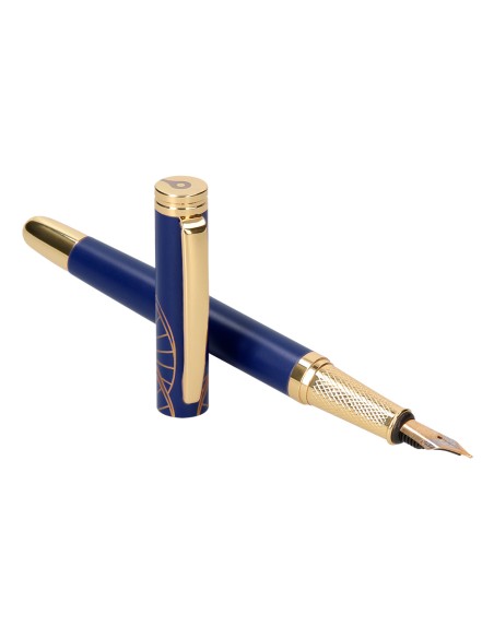 Pluma y estuche belius soiree color art deco azul marino y dorado tinta azul caja de diseño