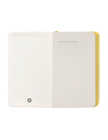 Cuaderno con gomilla antartik notes tapa blanda a6 cuadricula morado y amarillo 100 hojas 80 gr fsc