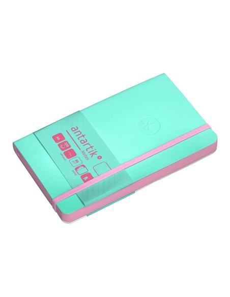 Cuaderno con gomilla antartik notes tapa blanda a6 hojas lisas rosa y turquesa 100 hojas 80 gr fsc