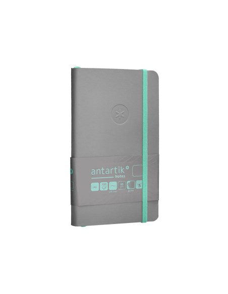 Cuaderno con gomilla antartik notes tapa blanda a6 hojas lisas gris y turquesa 100 hojas 80 gr fsc
