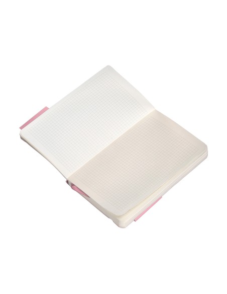 Cuaderno con gomilla antartik notes tapa blanda a6 cuadricula rosa pastel 100 hojas 80 gr fsc