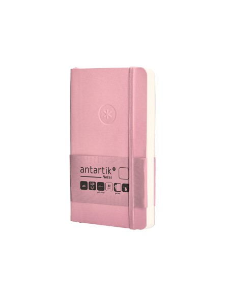 Cuaderno con gomilla antartik notes tapa blanda a6 hojas lisas rosa pastel 100 hojas 80 gr fsc
