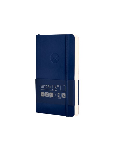 Cuaderno con gomilla antartik notes tapa blanda a6 hojas lisas azul marino 100 hojas 80 gr fsc