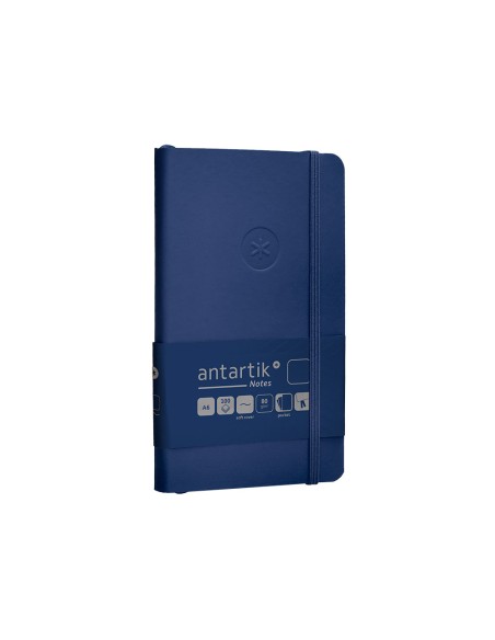 Cuaderno con gomilla antartik notes tapa blanda a6 hojas lisas azul marino 100 hojas 80 gr fsc