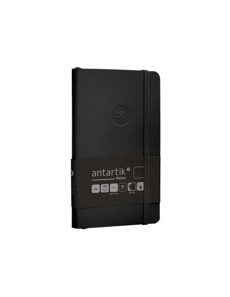 Cuaderno con gomilla antartik notes tapa blanda a6 hojas lisas negro 100 hojas 80 gr fsc