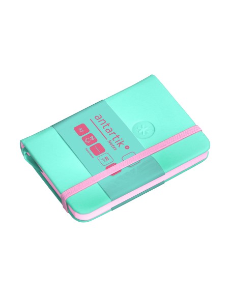 Cuaderno con gomilla antartik notes tapa dura a7 hojas lisas rosa y turquesa 80 hojas 80 gr fsc