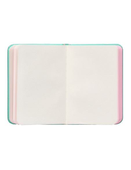 Cuaderno con gomilla antartik notes tapa dura a7 hojas lisas rosa y turquesa 80 hojas 80 gr fsc