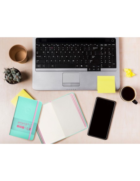 Cuaderno con gomilla antartik notes tapa dura a6 hojas rayas rosa y turquesa 100 hojas 80 gr fsc