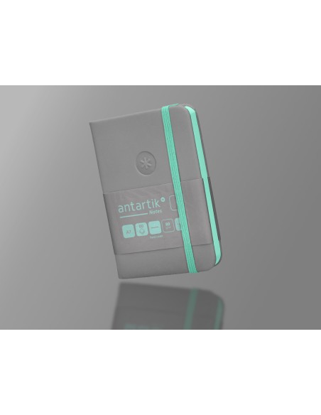 Cuaderno con gomilla antartik notes tapa dura a7 hojas lisas gris y turquesa 80 hojas 80 gr fsc