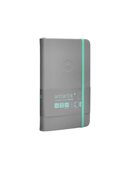 Cuaderno con gomilla antartik notes tapa dura a6 hojas rayas gris y turquesa 100 hojas 80 gr fsc