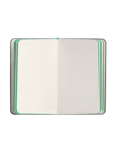 Cuaderno con gomilla antartik notes tapa dura a6 hojas lisas gris y turquesa 100 hojas 80 gr fsc