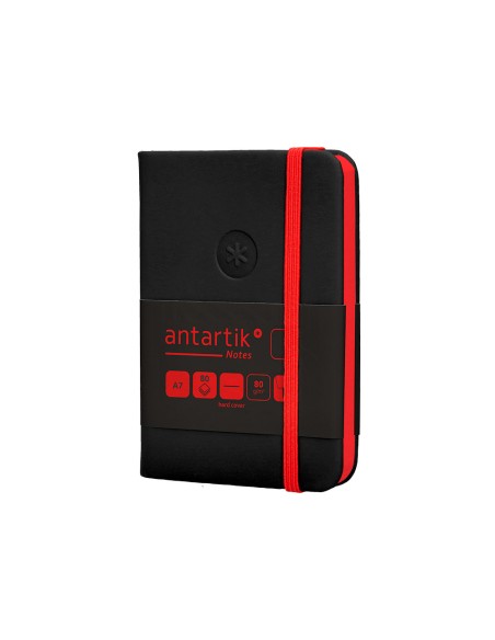 Cuaderno con gomilla antartik notes tapa dura a7 hojas lisas negro y rojo 80 hojas 80 gr fsc