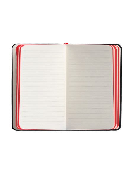 Cuaderno con gomilla antartik notes tapa dura a6 hojas rayas negro y rojo 100 hojas 80 gr fsc