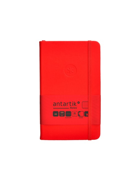 Cuaderno con gomilla antartik notes tapa dura a6 hojas rayas rojo 100 hojas 80 gr fsc