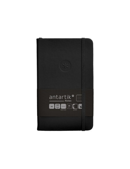 Cuaderno con gomilla antartik notes tapa dura a6 hojas rayas negro 100 hojas 80 gr fsc