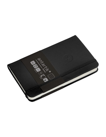 Cuaderno con gomilla antartik notes tapa dura a6 hojas rayas negro 100 hojas 80 gr fsc