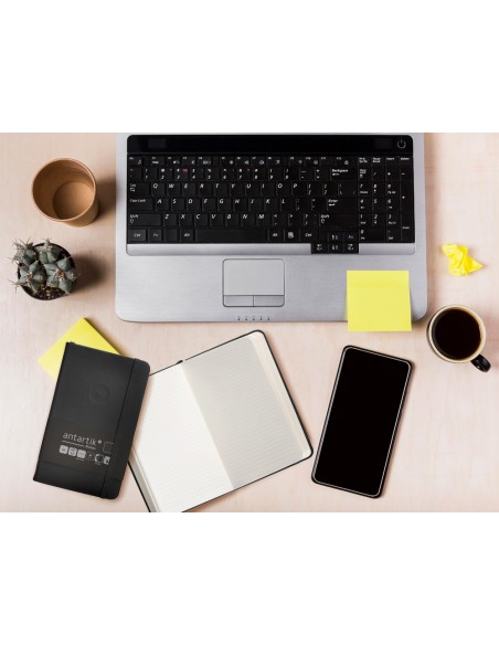 Cuaderno con gomilla antartik notes tapa dura a6 hojas rayas negro 100 hojas 80 gr fsc