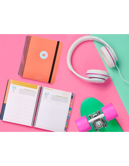 Agenda escolar antartik año 24 - 25 curso coleccion minimal orange día página a5