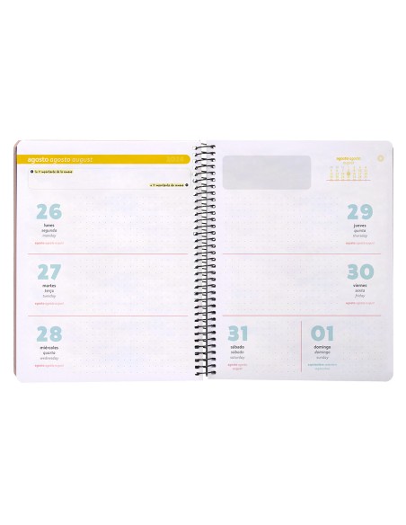 Agenda escolar antartik año 24 - 25 curso coleccion minimal pink semana vista a5
