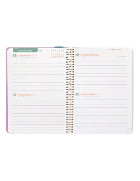 Agenda escolar liderpapel año 24 - 25 curso classic lines rosa 2 días página a5