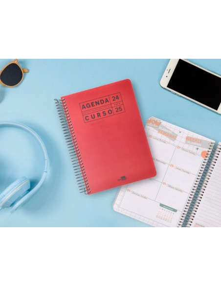 Agenda escolar liderpapel año 24 - 25 curso basic rojo día página a5