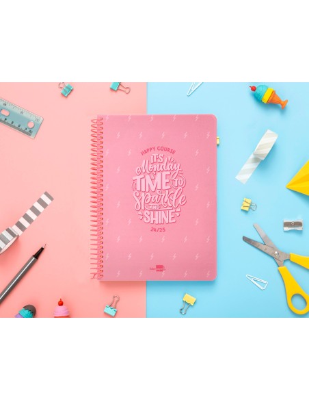 Agenda escolar liderpapel año 24 - 25 escolar basic rosa día página a5