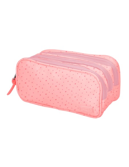 Estuche portatodo liderpapel multibolsillo 3 cremalleras rosa estrellas a juego con mochila 150x90x240 mm