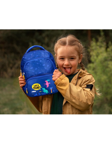 Mochila escolar liderpapel multibolsillo infantil azul dino 350x110x270 mm