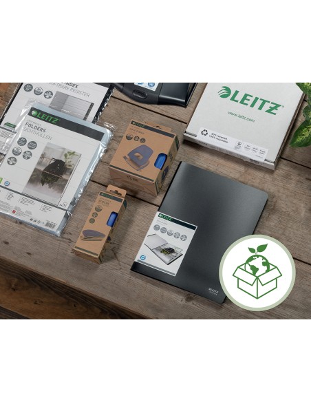 Carpeta leitz recycle gomas din a4 carton reciclable 100% azul
