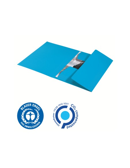 Subcarpeta leitz recycle con tres solapas din a4 carton 100% reciclable azul
