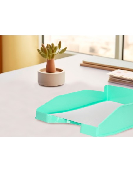 Bandeja sobremesa plastico q-connect verde menta opaco 240x70x340 mm