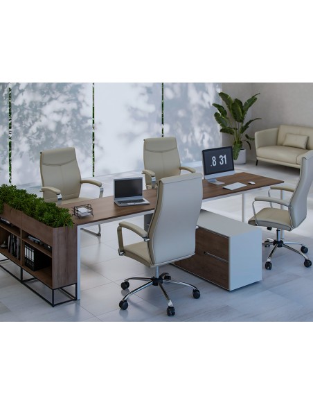 Silla q-connect escritorio mod ena simil piel base metalica alt max 1050 anc 630 prof 650 color gris