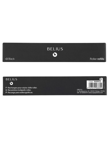Recambio roller belius negro 0,7 mm caja 3...