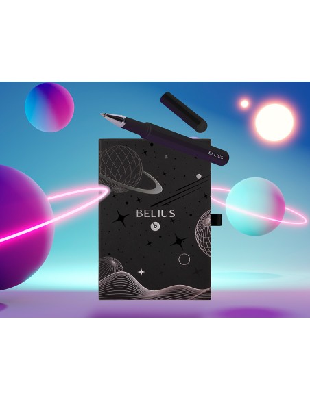 Roller y funda de similpiel belius space b color minimalista negro tinta azul caja de diseño